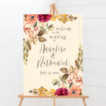 fall floral Wedding Sign Mockup